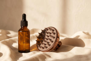 Elegant hair regrowth serum dropper and scalp roller at Athena Wellness, Perth
